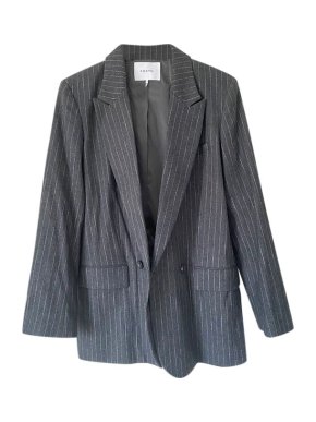 Frame Grey & White Pinstripe Wool Jacket