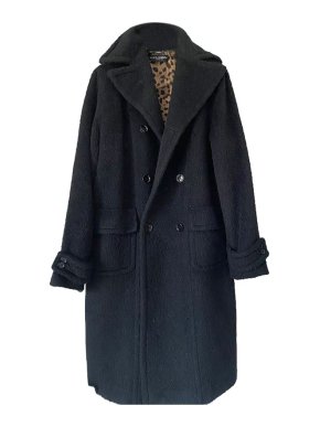 Dolce & Gabbana Black Boucle Wool Coat