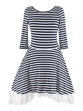 Natasha Zinko Bretton Striped Jersey Dress with Tulle Underskirt