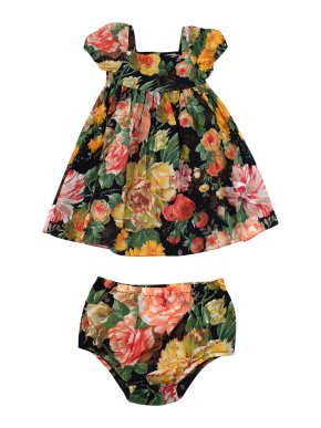 Dolce & Gabbana Black Painterly Print Cotton Dress & Bloomers