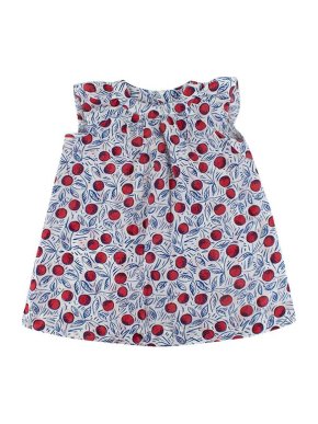 Bonpoint White, Red & Blue Apple Print Cotton Blouse