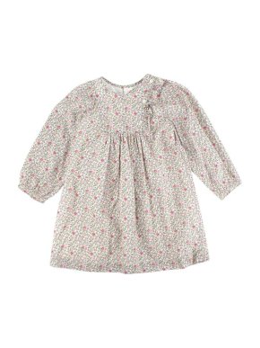 Bonpoint Pink Floral Cotton Button Bib Dress