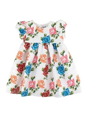 Emilia Wickstead White Roses Print Silk Cloque Party Dress