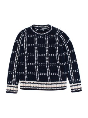 Bonpoint Navy Wool Blend Checked Jumper