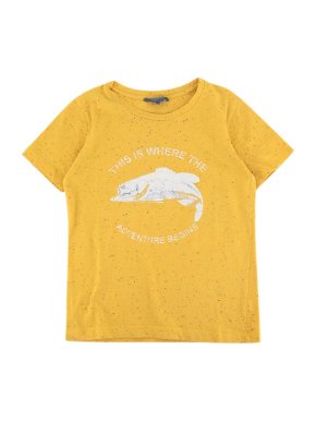 Bonpoint Yellow Space Dye Crocodile Print Cotton Jersey T-Shirt