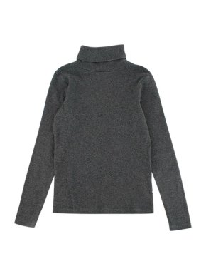 Bonpoint Kids 8Y Charcoal Marl Cotton Jersey Polo Neck Top