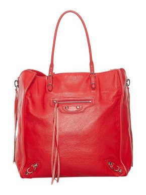 Balenciaga Red Leather Papier A5 Tote Bag