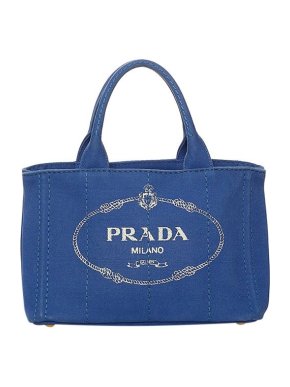 Prada Blue Canvas Canapa Logo Tote Bag