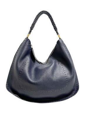 Fendi Navy Leather Selleria Hobo Bag