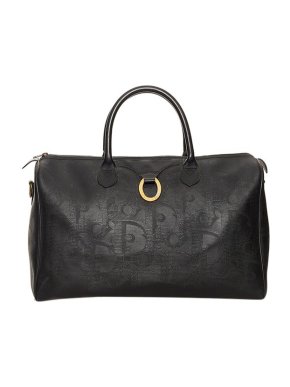 Dior Vintage Black Oblique Canvas Weekend Bag