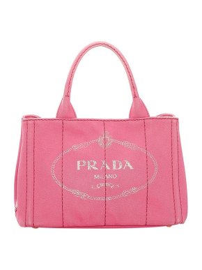 Prada Pink Canvas Canapa Logo Tote Bag
