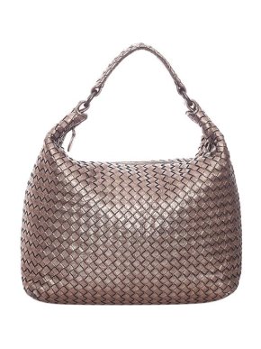 Bottega Veneta Gunmetal Intrecciato Leather Bag