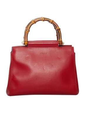 Gucci Red Leathere Bamboo Nymphaea Bag