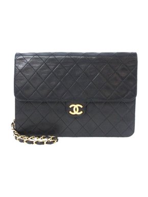 Chanel Black Leather Quilted Medium Flap Bag