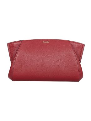 Vintage Red Leather C de Cartier Clutch Bag
