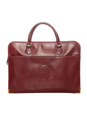 Vintage Burgundy Leather Must De Cartier Business Bag