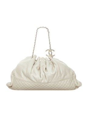 Chanel Vintage Ivory Cotton Melrose Cabas Tote Bag