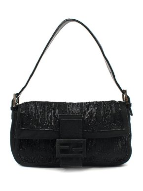 Fendi Black Beaded Baguette Bag
