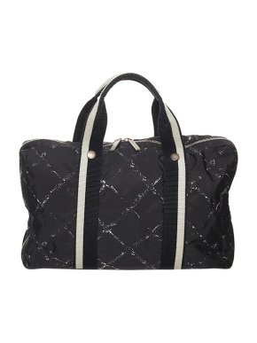 Chanel Vintage Black Nylon Old Travel Line Business Bag