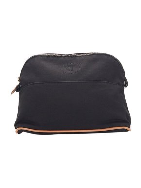 Hermes Black Canvas Bolide Trousse de Voyage Cosmetics Pouch