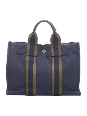 Hermes Vintage Navy Canvas Fourre Tout PM Tote Bag