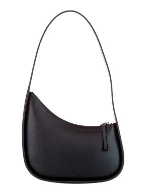 Black Leather Half Moon Bag