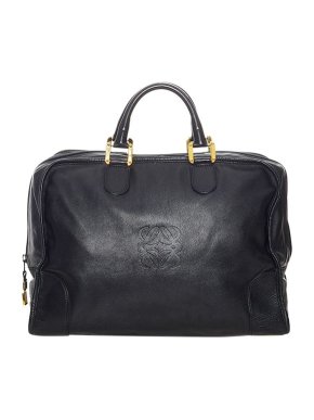 Loewe Vintage Black Leather Amazona Boston Bag
