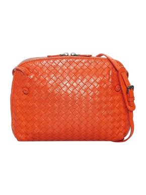 Bottega Veneta Orange Intrecciato Leather Nodini Bag