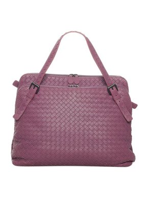 Bottega Veneta Vintage Raspberry Pink Intrecciato Leather Business Bag