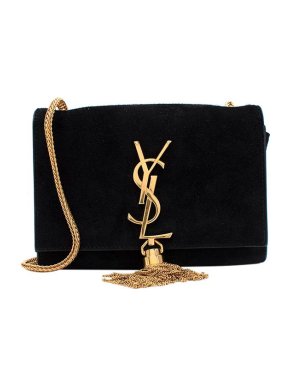 Saint Laurent Black Suede Kate Wallet on Chain