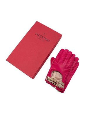 Valentino Garavani Leather Rockstud Driving Gloves