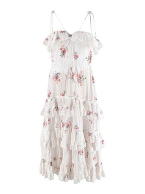 Zimmermann Floral Print Ivory Cotton Voile Tiered Dress