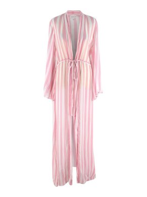Alexandra Miro Pink & White Candy Stripe Voile Robe