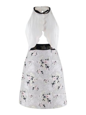 Giambattista Valli Ivory Scalloped Cut-Out Brocade Skirt Dress