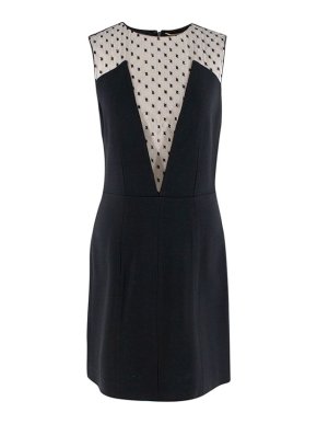 Saint Laurent Black Swiss Dot Tulle Panel Dress