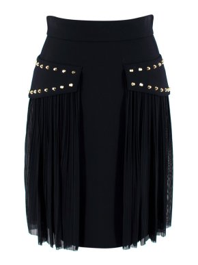 Versace Black Fluid Crepe Studded Skirt