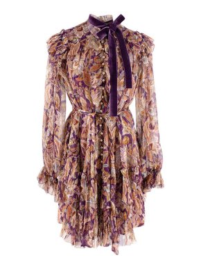 Zimmermann Purple & Orange Floral Chiffon Dress