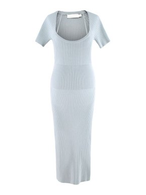 Jonathan Simkhai Pale Blue Ribbed Stretch-Knit Dress