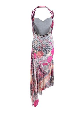 Alexander McQueen Grey Jersey & Pink Printed Chiffon Hybrid Gown