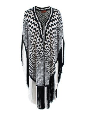 Black & White Zig-Zag Knit Poncho 1