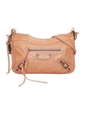 Balenciaga Pink Cracleque Leather Motocross City Hip Bag