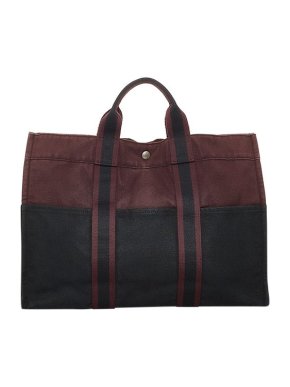 Hermes Vintage Bicolour Canvas Forre Tout MM Tote Bag