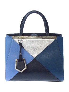 Fendi Blue & Silver Leather Petite 2Jours Bag