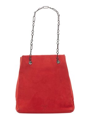 Prada Red Suede Chain Strap Tote Bag