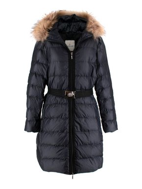Moncler Grey Nylon Nantesfur Down-Filled Racoon Trimmed Jacket