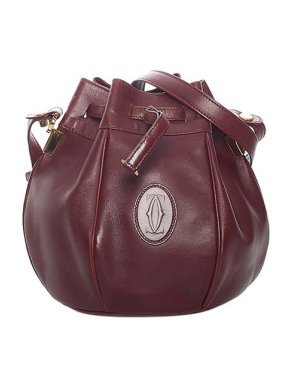 Vintage Burgundy Leather Must de Cartier Bucket Bag