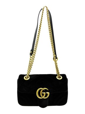 Gucci Black Velvet Mini GG Marmont Bag