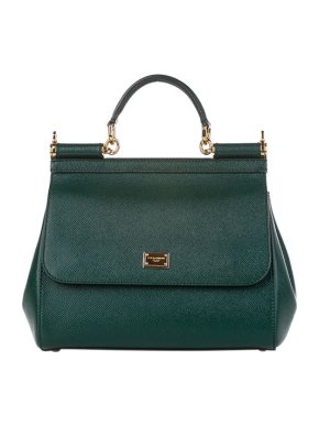 Dolce & Gabbana Green Leather Miss Sicily Satchel Bag