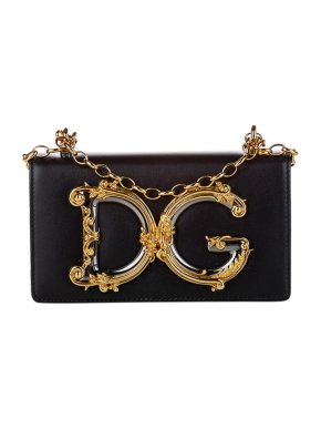 Dolce & Gabbana Black Leather DG Girls Flap Bag
