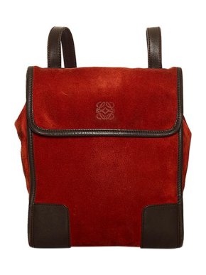 Loewe Red Suede & Black Leather Amazona Backpack